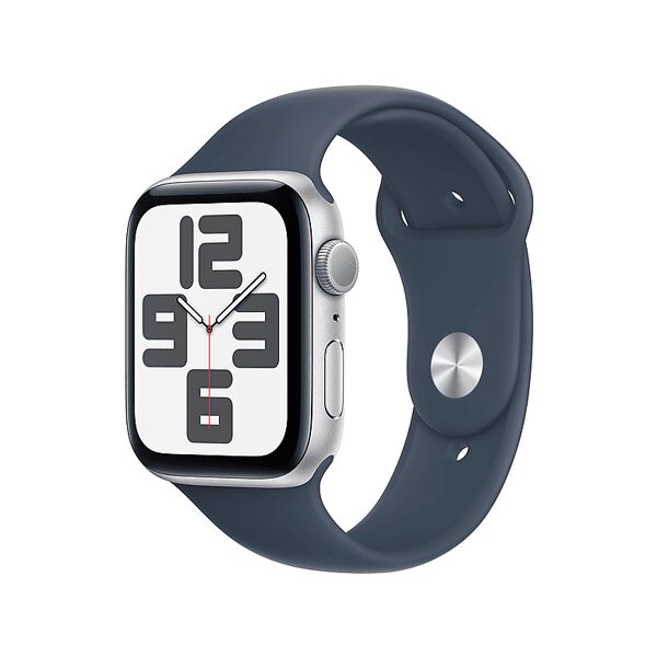 apple watch se gps, cassa 44 mm in alluminio argento con cinturino sport blu inverno - m/l 2023