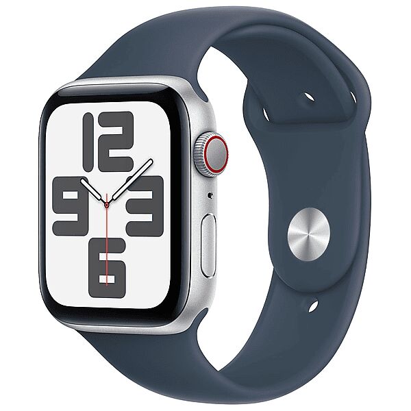 apple watch se gps + cellular, cassa 44 mm in alluminio argento con cinturino sport blu inverno - m/l 2023