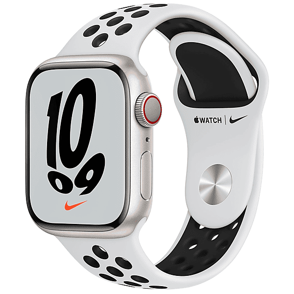 apple watch series 7 nike gps+cellular 41mm in alluminio galassia - sport platino/nero