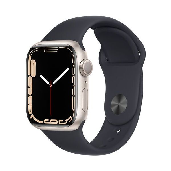 apple watch series 7 alluminio 41 mm (2021)   gps   galassia   cinturino sport mezzanotte