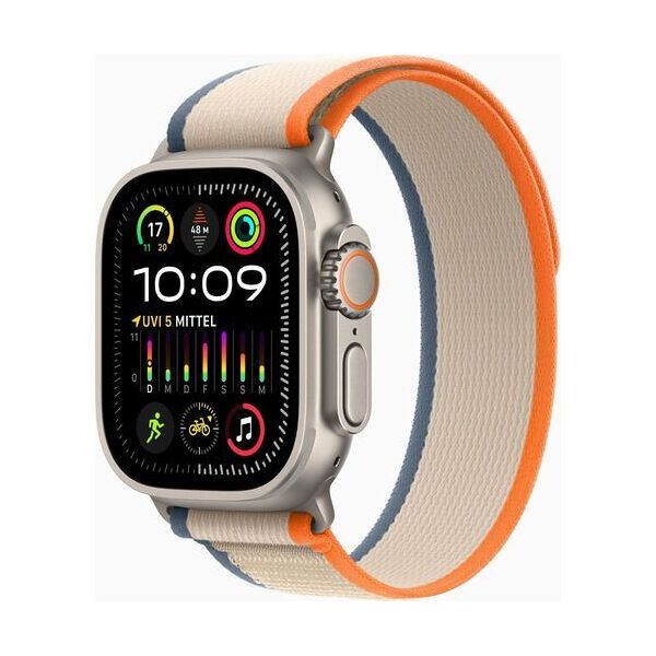 apple watch ultra 2 (2023)   gps + cellular   argento   trail loop orange/beige m/l