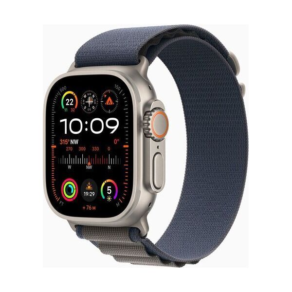 apple watch ultra 2 (2023)   gps + cellular   argento   alpine loop blu medium