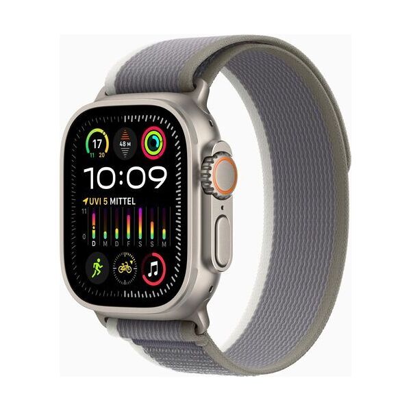 apple watch ultra 2 (2023)   gps + cellular   argento   trail loop verde/grigio s/m