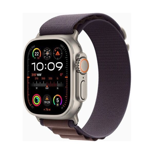 apple watch ultra 2 (2023)   gps + cellular   argento   alpine loop indaco m/l
