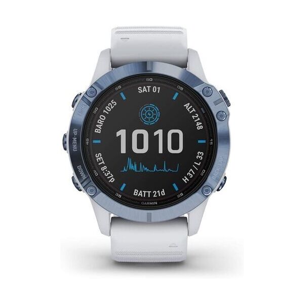 garmin fenix 6 pro solar (2020)   acciaio inossidabile   blu/bianco