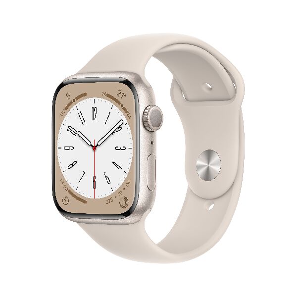 apple mnp23tya  watch series 8 gps 45mm cassa in alluminio color galassia con cinturino sport band galassia - regular