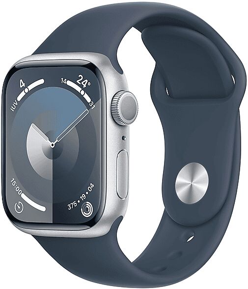 Apple Watch Series 9 GPS Cassa 41 mm in alluminio argento con Cinturino Sport Blu inverno - S/M