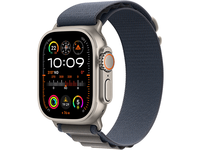 Apple Watch Ultra 2 GPS + Cellular, Cassa 49 mm in titanio con Alpine Loop blu - Large