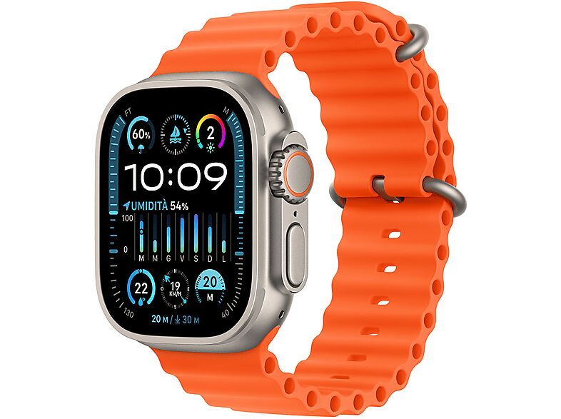 Apple Watch Ultra 2 GPS + Cellular, Cassa 49 mm in titanio con Cinturino Ocean arancione