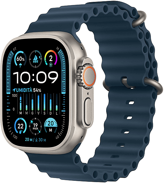 Apple Watch Ultra 2 GPS + Cellular, Cassa 49 mm in titanio con Cinturino Ocean blu