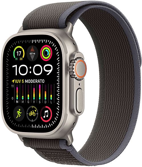 Apple Watch Ultra 2 GPS + Cellular, Cassa 49 mm in titanio con Trail Loop blu/nero - M/L