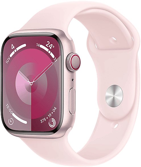 Apple Watch Series 9 GPS + Cellular, Cassa 45 mm in alluminio rosa con Cinturino Sport confetto - S/M