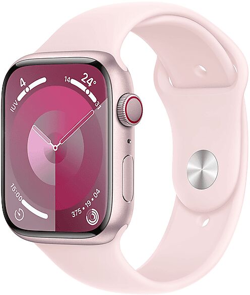 Apple Watch Series 9 GPS + Cellular, Cassa 45 mm in alluminio rosa con Cinturino Sport confetto - M/L