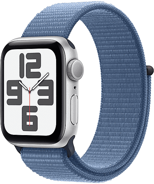 Apple Watch SE GPS, Cassa 40 mm in alluminio argento con Sport Loop blu inverno 2023