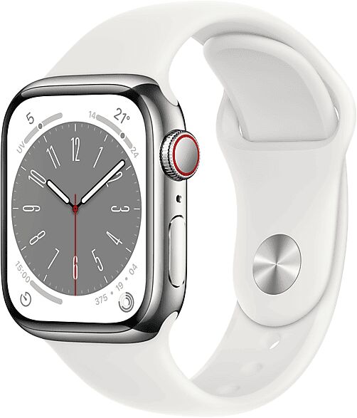 Apple Watch Series 8 GPS + Cellular 41mm Cassa in acciaio inossidabile color grafite con Cinturino Sport Mezzanotte - regular