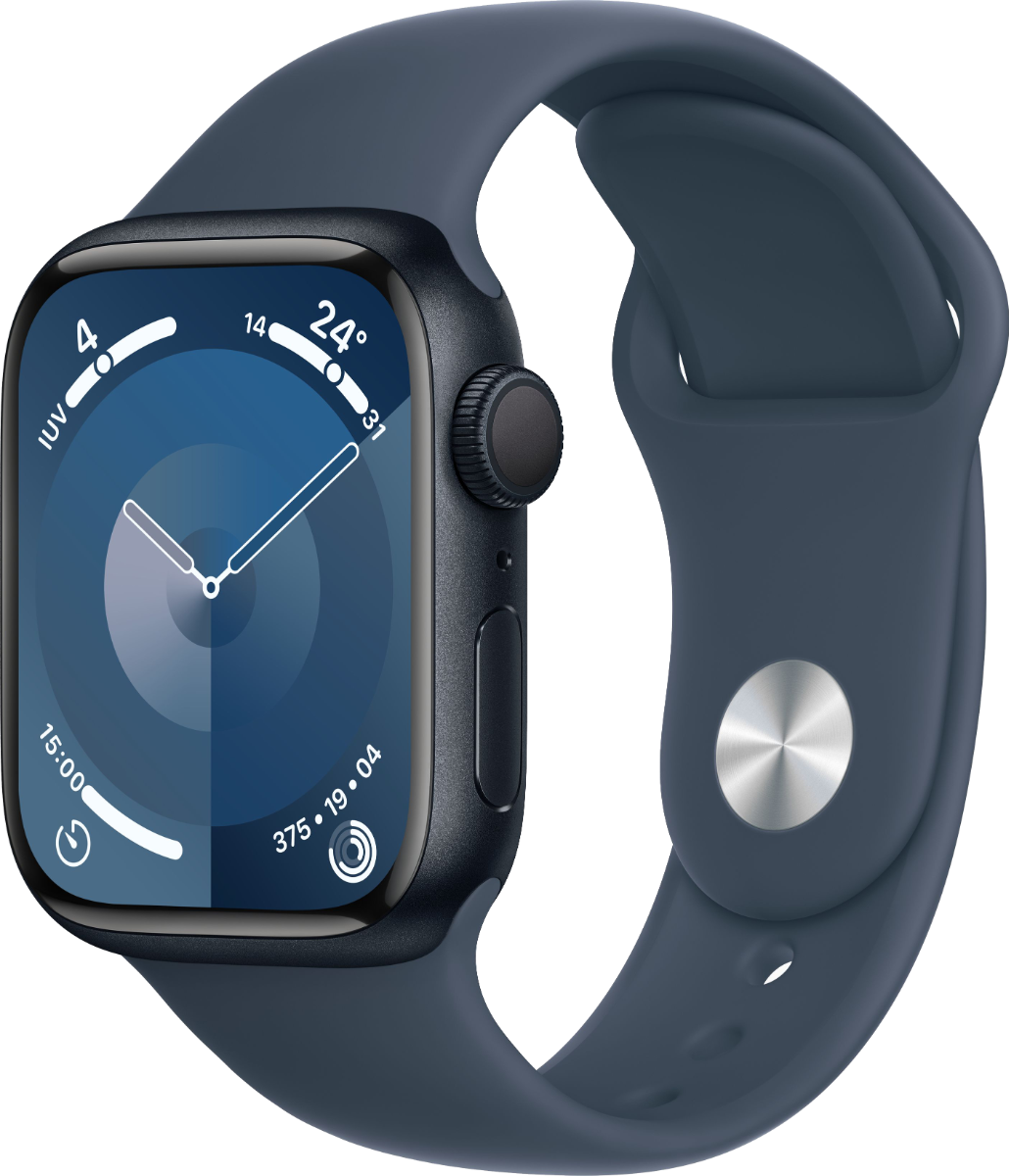 Apple watch series 9 gps 41mm alluminio mezzanotte cinturino sport blu tempesta taglia sm no brand eu