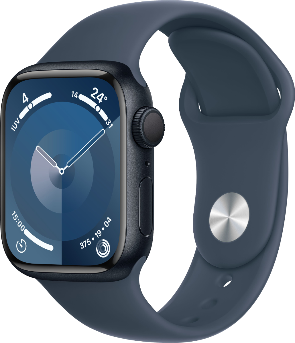 Apple watch series 9 gps 41mm alluminio mezzanotte cinturino sport blu tempesta taglia ml no brand eu