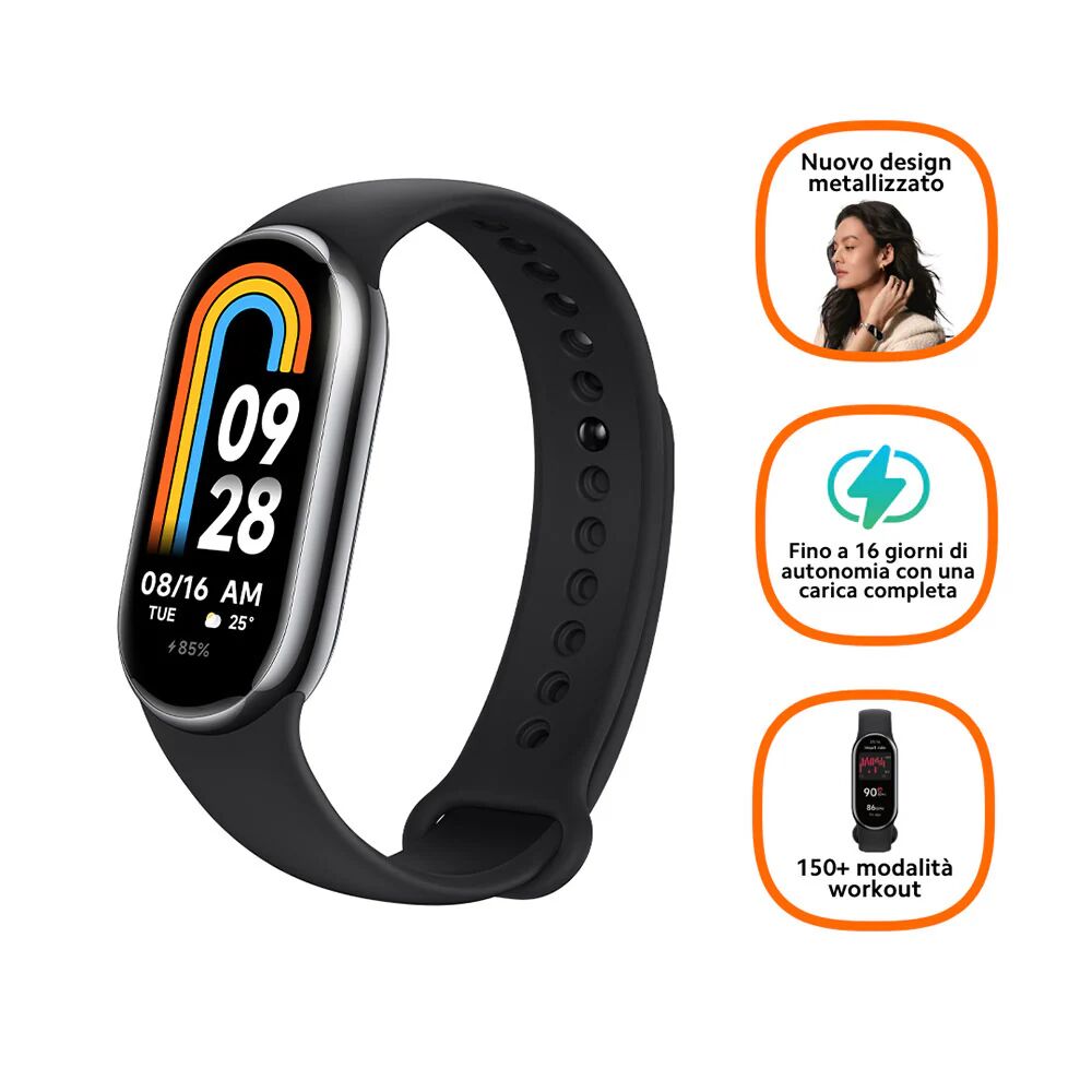 Xiaomi Smart Band 8 AMOLED Tracciatore di attività a clip/da polso 4,11 cm (1.62) Nero, Grafite