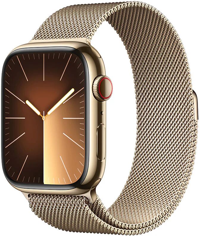 Apple Watch Series 9 GPS + Cellular Cassa 45mm in Acciaio inossidabile Oro con Cinturino Loop Milanese