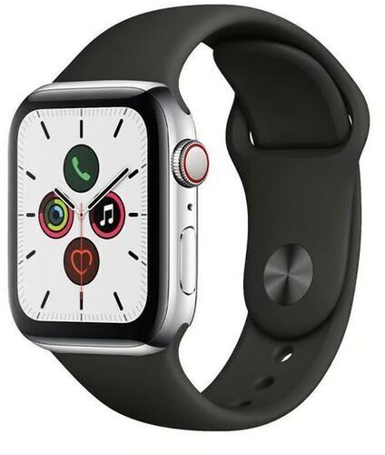 Apple Watch Series 5 (2019)   40 mm   Titan   GPS + Cellular   argento   Cinturino Sport nero