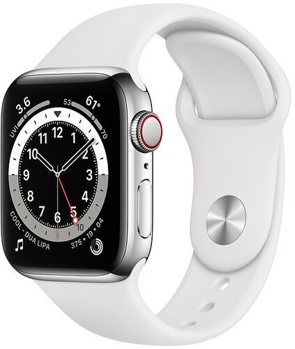 Apple Watch Series 6 Acciaio inossidabile 44 mm (2020)   argento   Cinturino Sport bianco