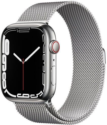 Apple Watch Series 7 Acciaio inossidabile 45 mm (2021)   GPS + Cellular   argento   Loop in maglia milanese color argento