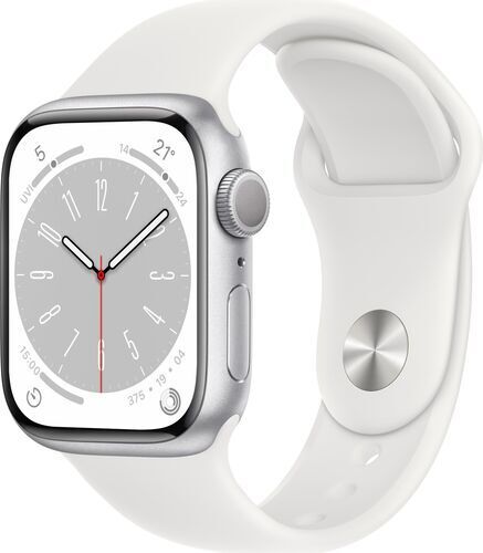 Apple Watch Series 8 Alluminio 41 mm (2022)   GPS   argento   Cinturino Sport bianco S/M