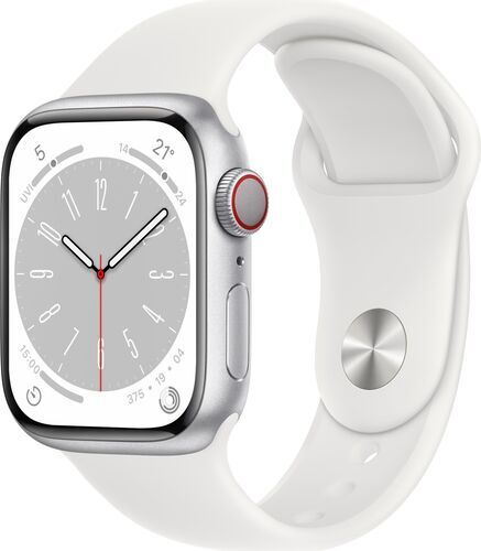 Apple Watch Series 8 Alluminio 41 mm (2022)   GPS + Cellular   argento   Cinturino Sport bianco S/M