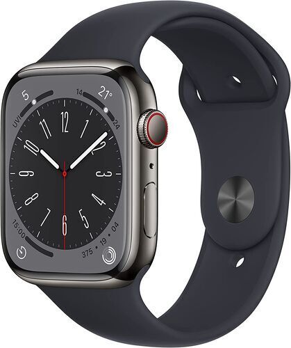 Apple Watch Series 8 Acciaio inossidabile 45 mm (2022)   GPS + Cellular   grafite   Cinturino Sport Mezzanotte