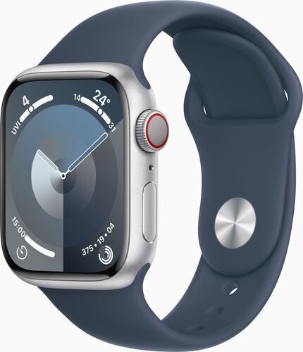 Apple Watch Series 9 Alluminio 41 mm (2023)   GPS + Cellular   argento   Cinturino Sport Blu tempesta S/M