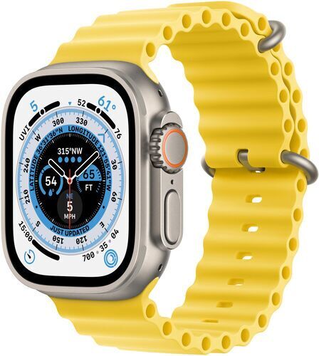 Apple Watch Ultra (2022)   49 mm   GPS + Cellular   argento   Cinturino Ocean giallo