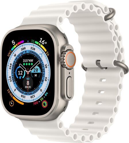 Apple Watch Ultra (2022)   49 mm   GPS + Cellular   argento   Cinturino Ocean bianco
