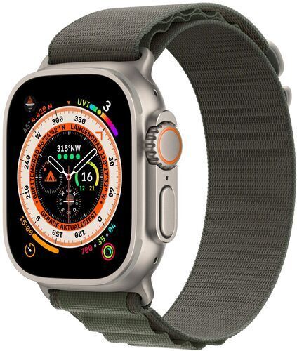 Apple Watch Ultra (2022)   49 mm   GPS + Cellular   argento   Alpine Loop verde Medium