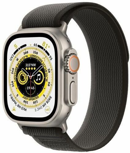 Apple Watch Ultra (2022)   49 mm   GPS + Cellular   argento   Trail Loop M/L nero/grigio