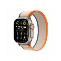 Apple Watch Ultra 2 Gps + Cellular, 49mm Titanium Case With Orange/beige Trail Loop - S/m - Mrf13ty/a