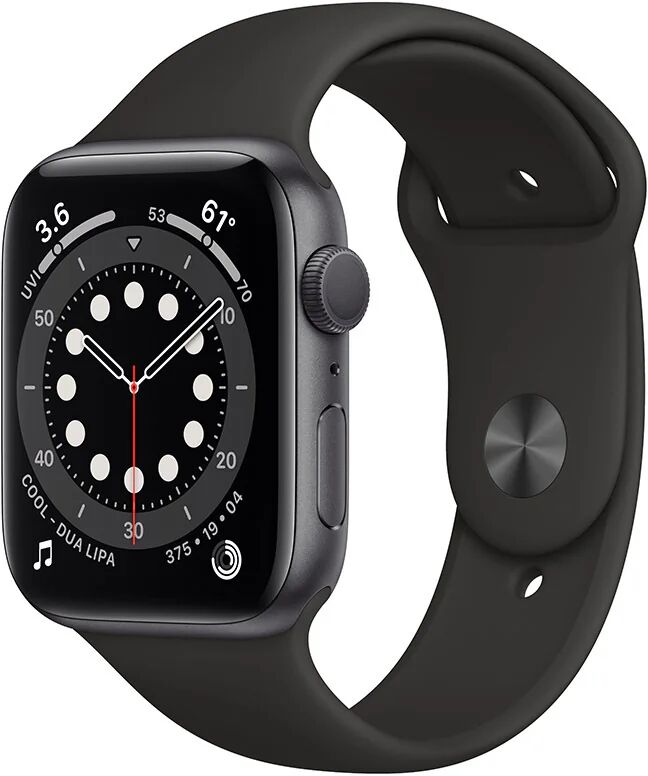 Apple Watch Serie 6 GPS, 44mm in alluminio grigio siderale con cinturino Sport Nero