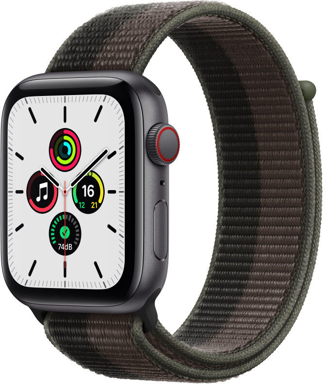 Apple Watch SE GPS + Cellular Cassa in Alluminio Grigio Siderale con Cinturino Sport Loop Tornado/Grigio 40mm