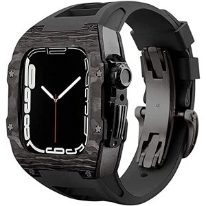 EZZON Kit de modification en fibre de carbone de qualité supérieure, pour Apple Watch 8 7 45 mm avec bracelet de montre fluoré pour homme, cadre en alliage modifié, pour iWatch 6 5 4 SE 44 mm