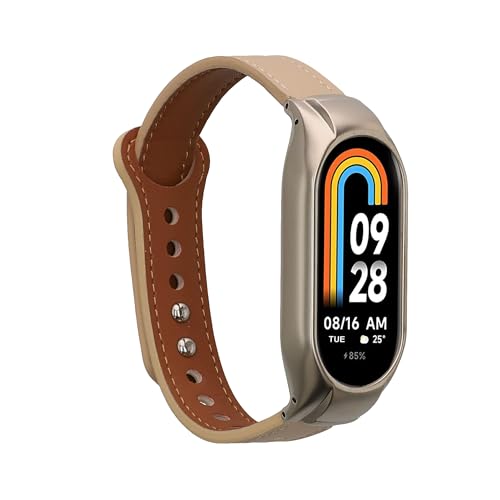 kwmobile Armband compatibel met Xiaomi Mi Band 8, echt leer, fitnesstracker, sportarmband