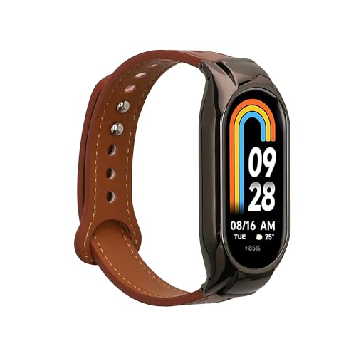 kwmobile Armband compatibel met Xiaomi Mi Band 8, echt leer, fitnesstracker, sportarmband