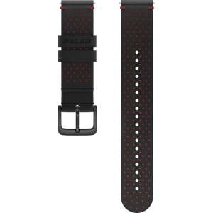 Polar Leather Wristband 20 Mm Svart M-L, Black/Red