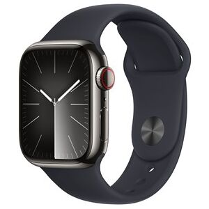 Apple Watch Series 9 GPS + Cellular 41mm Graphite Stainless Steel Case with Midnight Sport Band - M/L