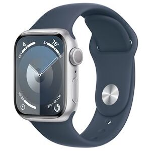 Apple Watch Series 9 GPS + Cellular 45mm Silver Aluminium Case with Storm Blue Sport Band - M/L