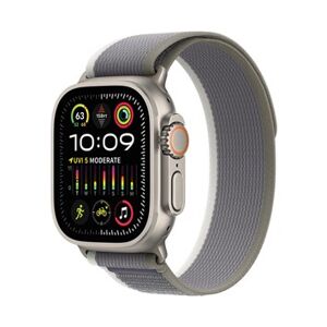 Apple Watch Ultra 2 GPS + Cellular, 49mm Titanium Case with Green/Grey Trail Loop - S/M