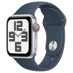 Apple Watch SE GPS + Cellular 40mm Silver Aluminium Case with Storm Blue Sport Band - S/M