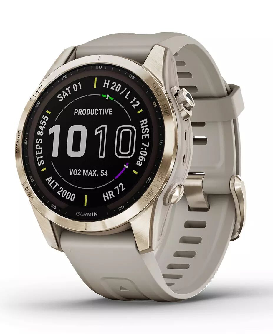 GARMIN fenix 7S Sapphire Solar - Klokke - Cream Gold/Light Sand