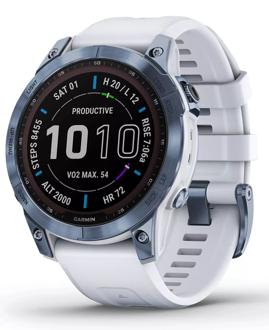 GARMIN fenix 7 Sapphire Solar - Klokke - Mineral Blue/Whitestone