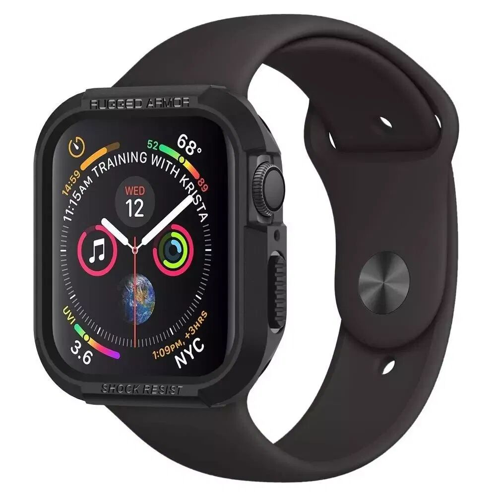 Spigen Apple Watch 4 / 5 / 6 / 7 / SE (40 / 41 mm) Spigen Rugged Armor-Deksel - Svart