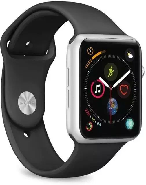 Puro Apple Watch (38-41mm) Puro ICON Silikon Reim i Str. S/M & M/L - Svart