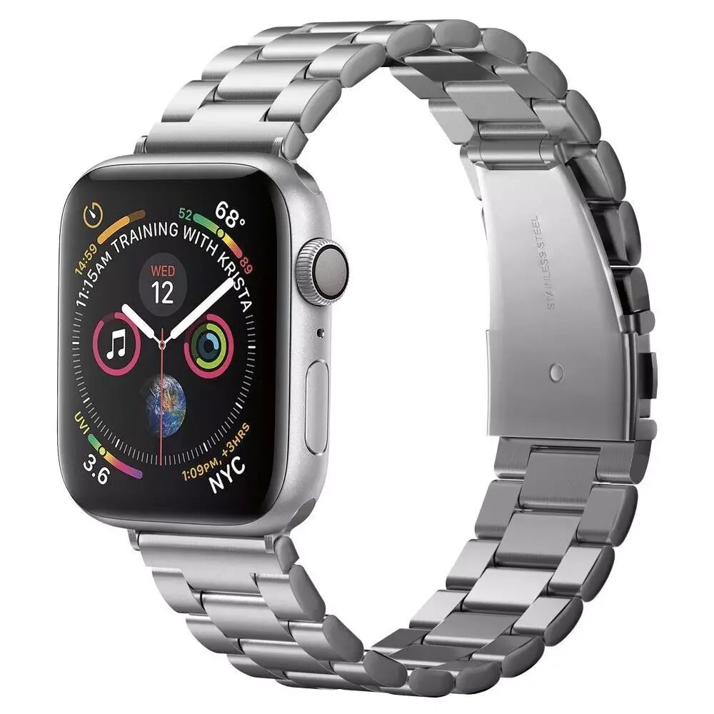 Spigen Apple Watch (42-45mm) Spigen Modern Fit Band - Rustfritt Stål Reim med Pinner - Sølv